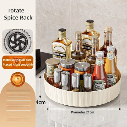 360° Rotatable Non-Slip Storage Rack for Kitchen and Bathroom — Spice, Cosmetic, and Cabinet Organizer Tray