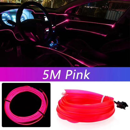 5M LED Car Interior Ambient Light Strip – Flexible Neon USB Decorative Wire for DIY Auto Styling &amp; Party Use
