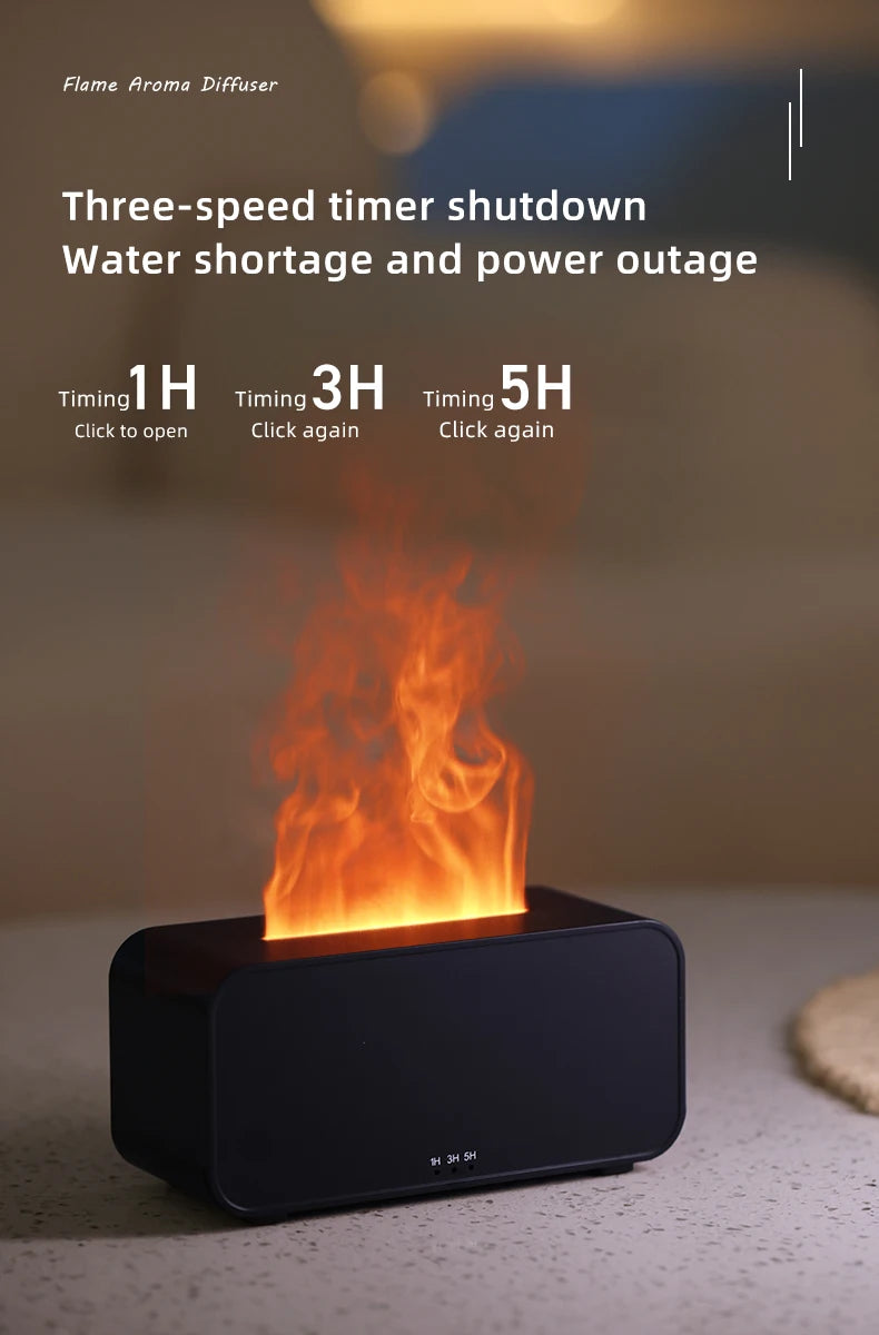 USB Flame Effect Humidifier with Aromatherapy – 7-Color LED Night Light, Low Noise, Essential Oil Diffuser for Multi-Scene Use &nbsp;