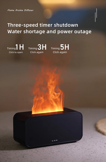 USB Flame Effect Humidifier with Aromatherapy – 7-Color LED Night Light, Low Noise, Essential Oil Diffuser for Multi-Scene Use &nbsp;