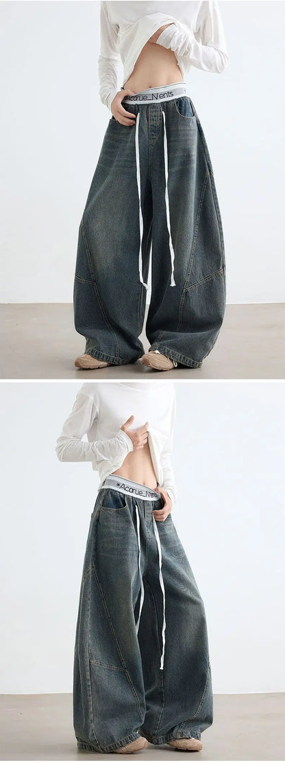 New American Style Men’s Stretch Wide-Leg Cowboy Jeans – Retro Washed Loose Fit Denim for Autumn &amp; Winter &nbsp;
