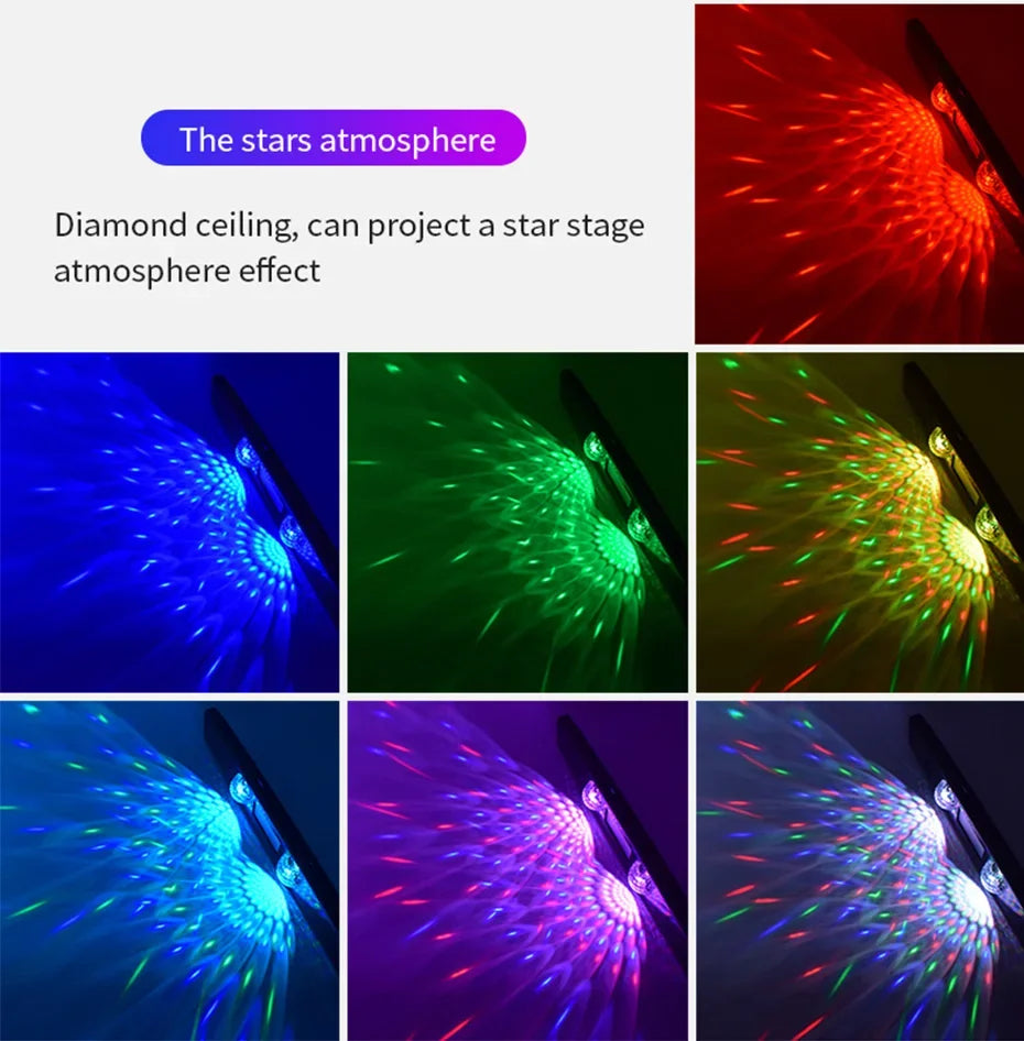 BLALION Wireless RGB LED Car Ambient Light – USB Rechargeable Star Projector with Voice Control for Interior &amp; Party Decoration