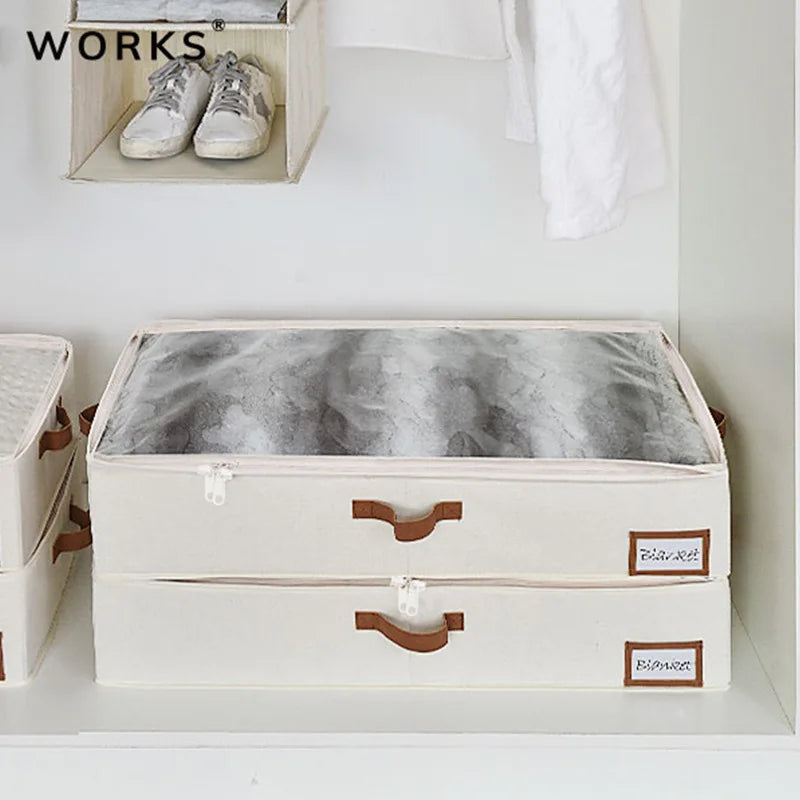 4-Pack Foldable Underbed Storage Boxes for Clothes – Durable Clothes Organizer with Sturdy Frame and Thick Fabric