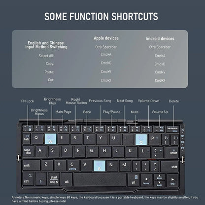 Jomaa Mini Portable Folding Bluetooth Keyboard Rechargeable for Laptop, iPad, and Phone