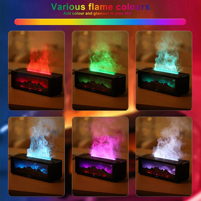3D Flame Essential Oil Diffuser with Colorful Fireplace Aromatherapy Humidifier and Remote Control