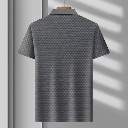 Men’s Breathable Ice Silk Polo Shirt – Seamless Short Sleeve Business Casual Summer Top