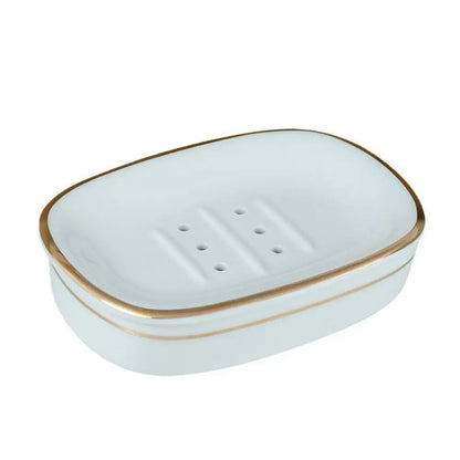 Luxury Ceramic Soap Dish with Irregular Stripes and Perforated Drainage – Household Bathroom Accessory with Washstand Gargle Cup