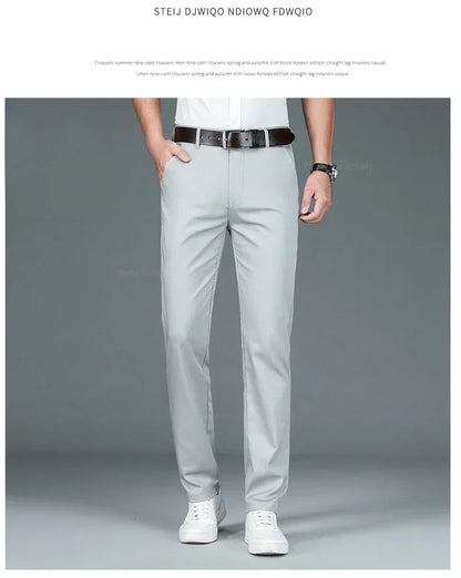 Men's Summer Bamboo Fiber Slim Fit Business Trousers – Breathable, Stylish Formal Long Pants for Casual or Office Wear