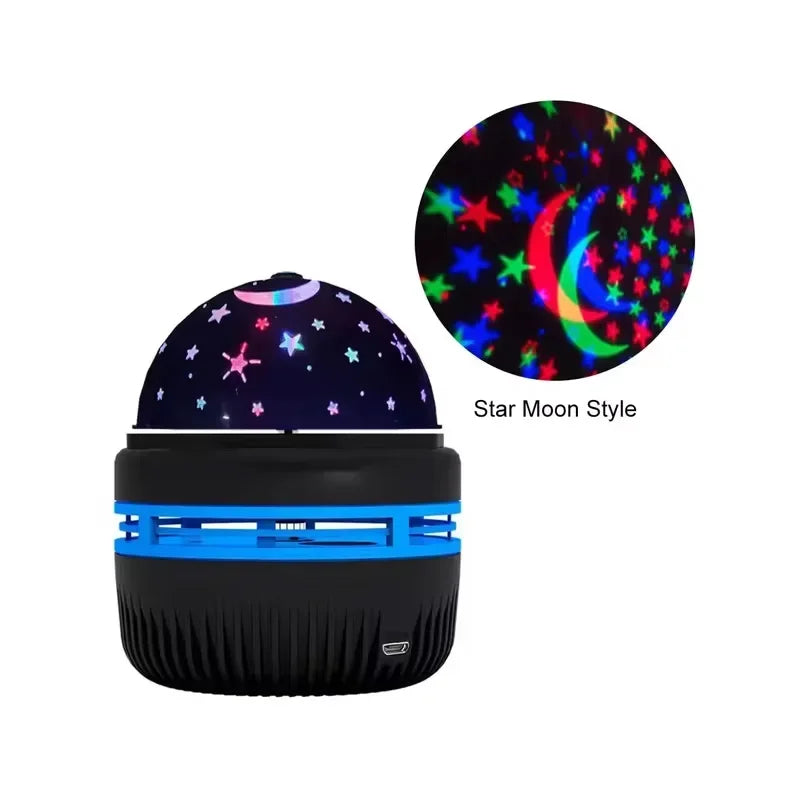 USB LED Rotating Star Projector Night Light – Moon &amp; Star Galaxy Lamp for Home &amp; Holiday Decoration