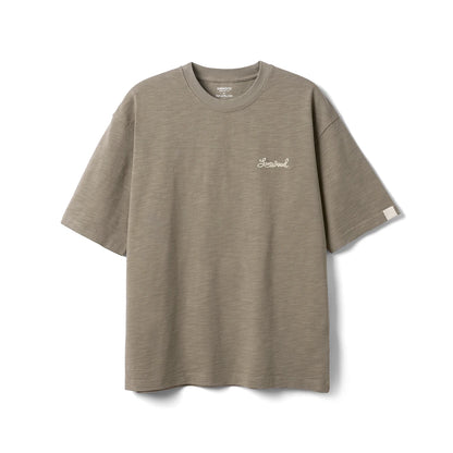 SIMWOOD 2025 Summer Oversized Heavyweight 300gsm Slub Cotton T-Shirt for Men with Letter Embroidery