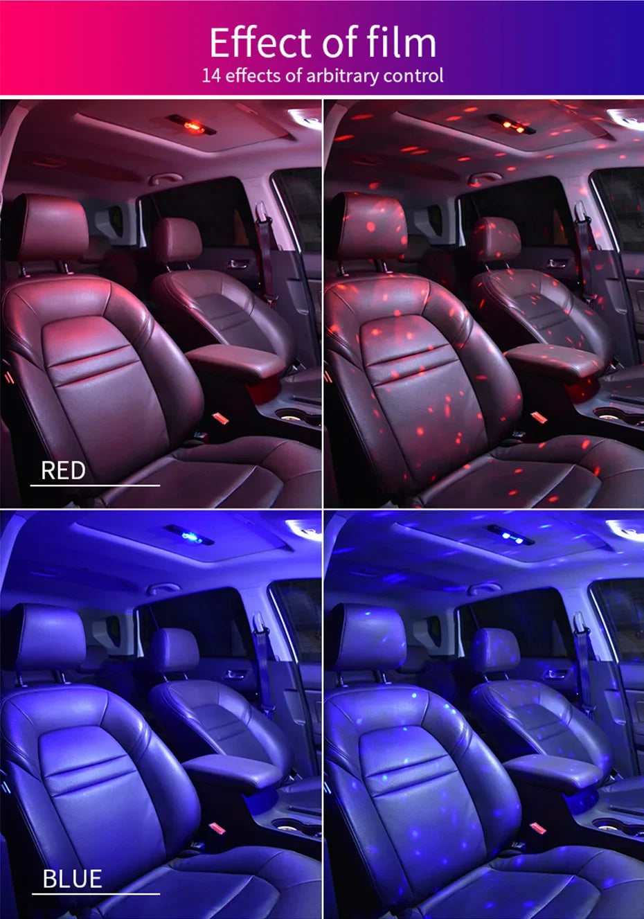 BLALION Wireless RGB LED Car Ambient Light – USB Rechargeable Star Projector with Voice Control for Interior &amp; Party Decoration