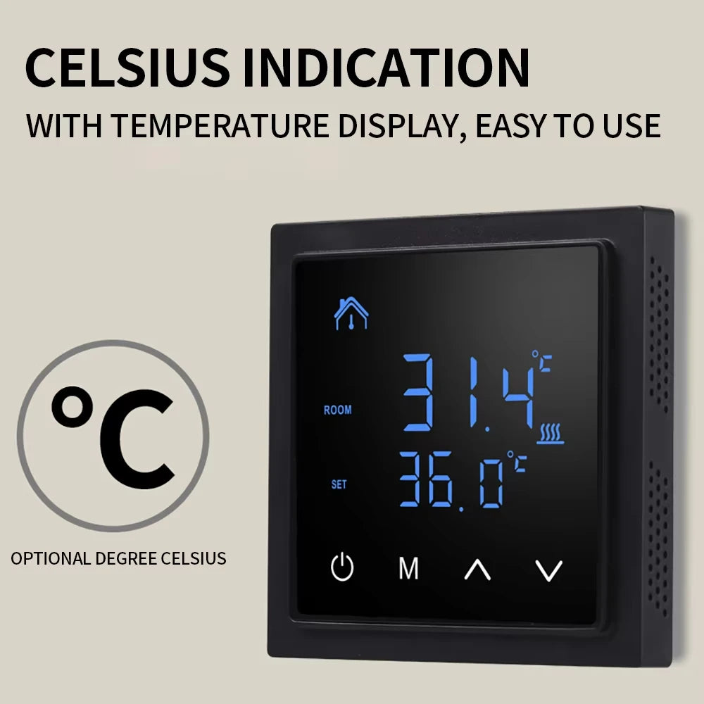 Smart LCD Touchscreen Thermostat 16A Temperature Controller for Electric Floor Heating Systems