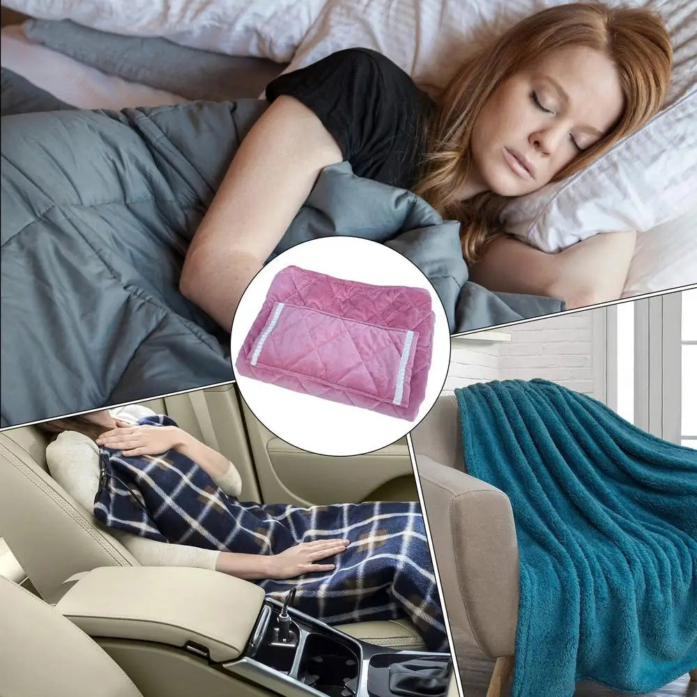 USB Rechargeable Heated Blanket – Soft Washable Electric Shawl with Heating Pocket for Naps, Travel, and Office Use – Safe & Cordless Winter Warmer