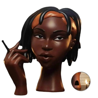 Black Headscents Handmade Head-Shaped Incense Burner Holder – Decorative Airflow Incense Burner for Meditation and Body Art