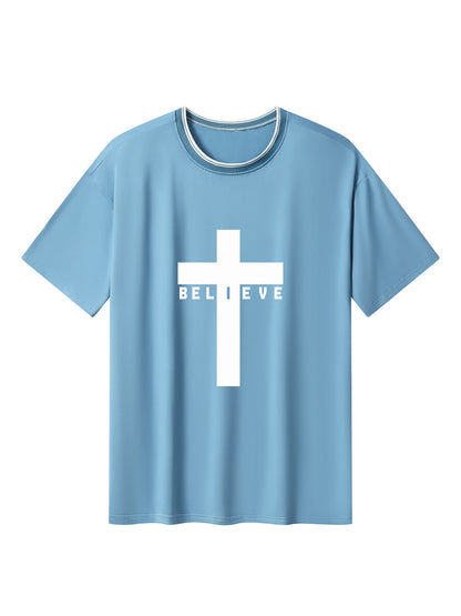 Men’s Summer Casual Crew Neck T-shirt with Unique Geometric Graphic Print — Short Sleeve Outdoor Top