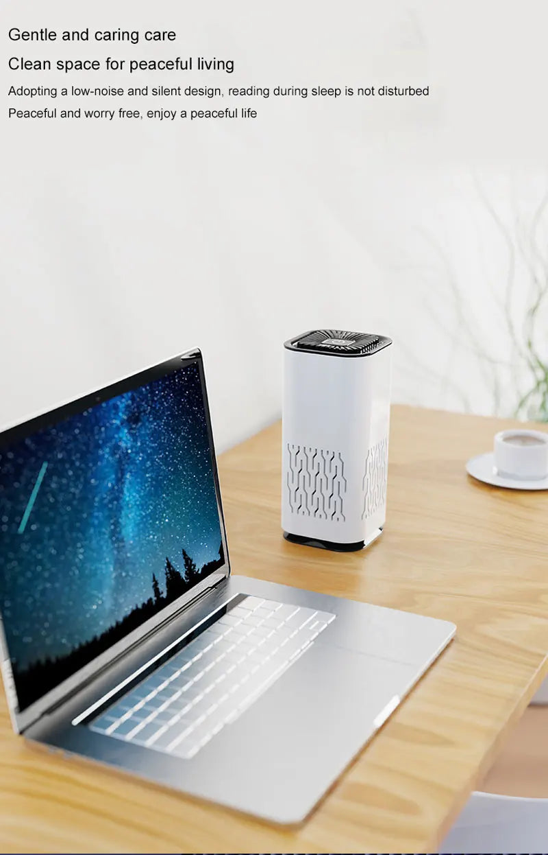 Compact HEPA Air Purifier with Negative Ions – Eliminates Smoke, Odors &amp; Formaldehyde – Ideal for Cars &amp; Bedrooms, with Aromatherapy Function