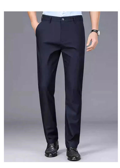 Men’s Stretch Slim-Fit Quick-Dry Suit Pants – Korean Style Straight Trousers for Office & Casual Wear (Spring/Autumn)