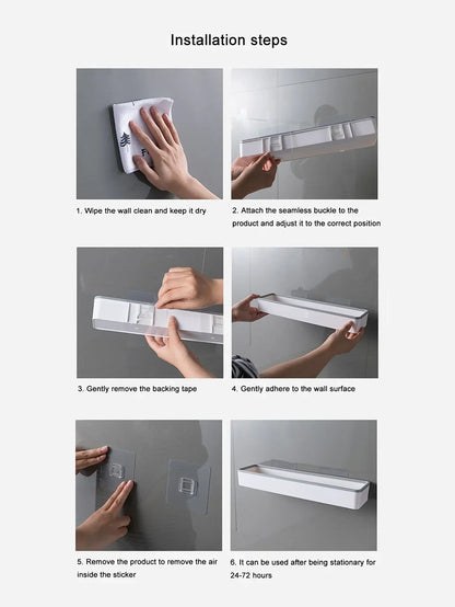 1pc Wall-Mounted Bathroom Storage Cabinet – No-Drill White Organizer Shelf for Above Toilet Use