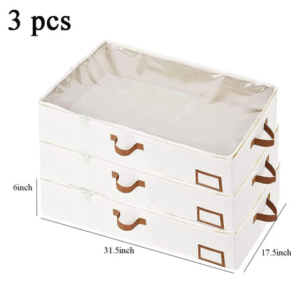 4-Pack Foldable Underbed Storage Boxes for Clothes – Durable Clothes Organizer with Sturdy Frame and Thick Fabric