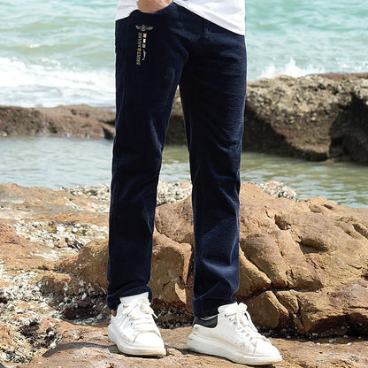 Men’s New Winter Stretch Corduroy Pants by Bruce & Shark – Thickened Cotton Casual Trousers, Loose Fit, Mid-Rise, Fashionable, Available up to Size 40