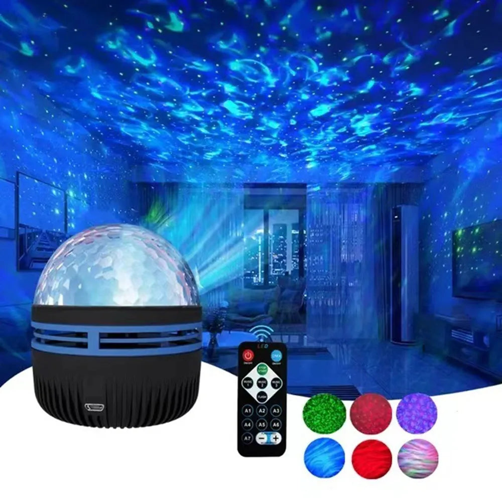 LED Starry Sky &amp; Northern Lights Projector Lamp with Remote Control and Auto-Rotation – Perfect for Home and Party Decoration