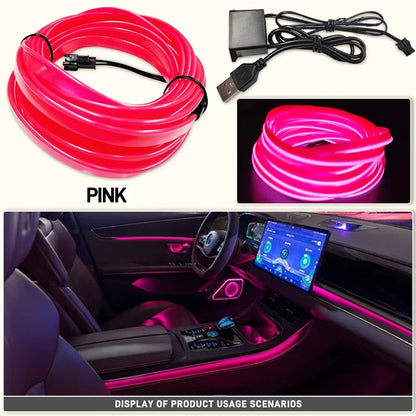1M/3M/5M Flexible EL Neon Strip Light for Car Interior Decoration USB-Powered Ambient and Party LED Lighting for DIY Auto Styling &nbsp;