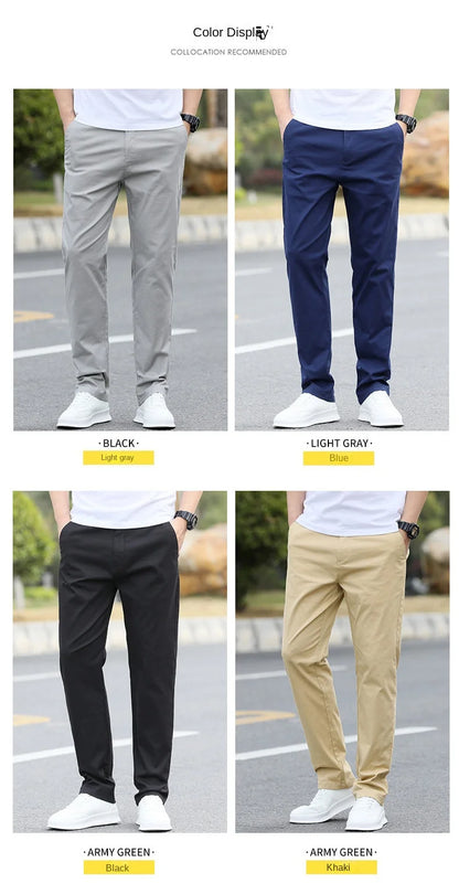 Men's Premium Cotton Chino Pants – Breathable Straight-Leg Casual Trousers (Waist Sizes 28 to 40)