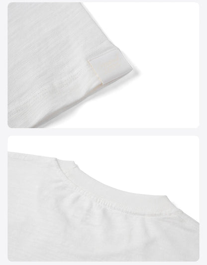 SIMWOOD 2025 Summer Oversized Heavyweight 300gsm Slub Cotton T-Shirt for Men with Letter Embroidery