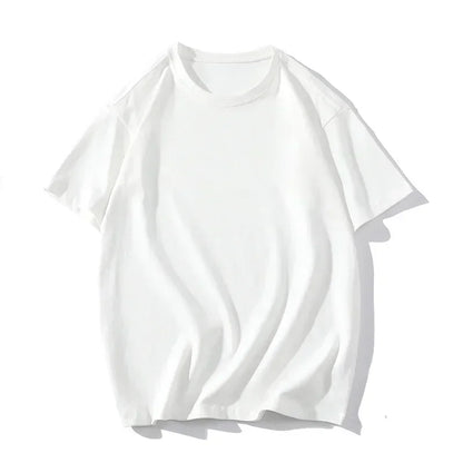 Men’s Oversized White Cotton T-Shirt – Solid Color Summer Casual Fashion Tee, Size up to 5XL