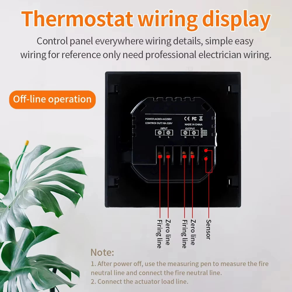 Smart LCD Touchscreen Thermostat 16A Temperature Controller for Electric Floor Heating Systems