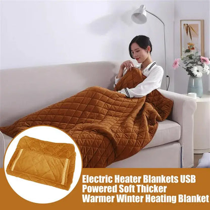 USB Rechargeable Heated Blanket – Soft Washable Electric Shawl with Heating Pocket for Naps, Travel, and Office Use – Safe & Cordless Winter Warmer