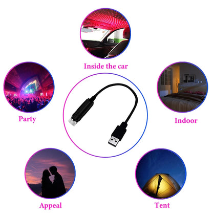 USB LED Starry Sky Projector Light – Car Interior Ambient Light, Spot Lamp, Decorative Atmosphere Lighting