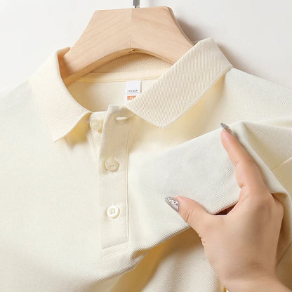 Men's Plain Short-Sleeve Polo Shirt – Summer Casual & Business Wear, Lightweight and Comfortable