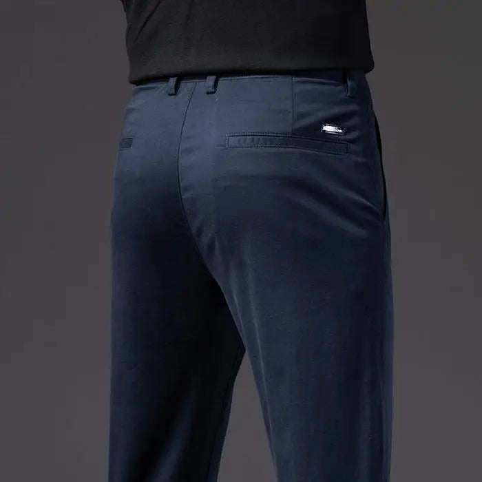 New Fashion Men's Slim Fit Straight Trousers – Comfortable, Breathable, Elastic Casual Long Pants for Everyday Wear