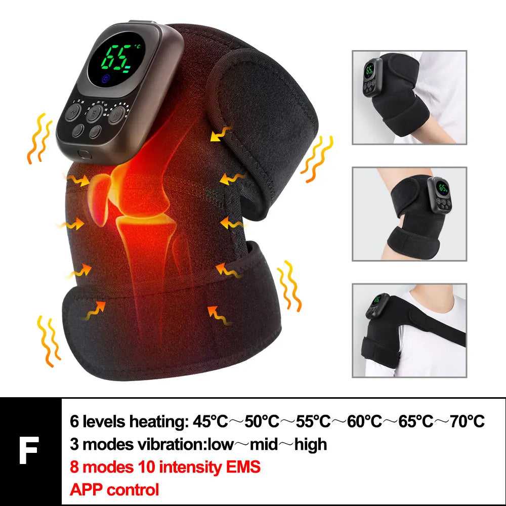 3-in-1 Electric Heated Knee Massager Pad with Vibration – Hot Compress for Shoulder, Elbow & Joint Muscle Relief