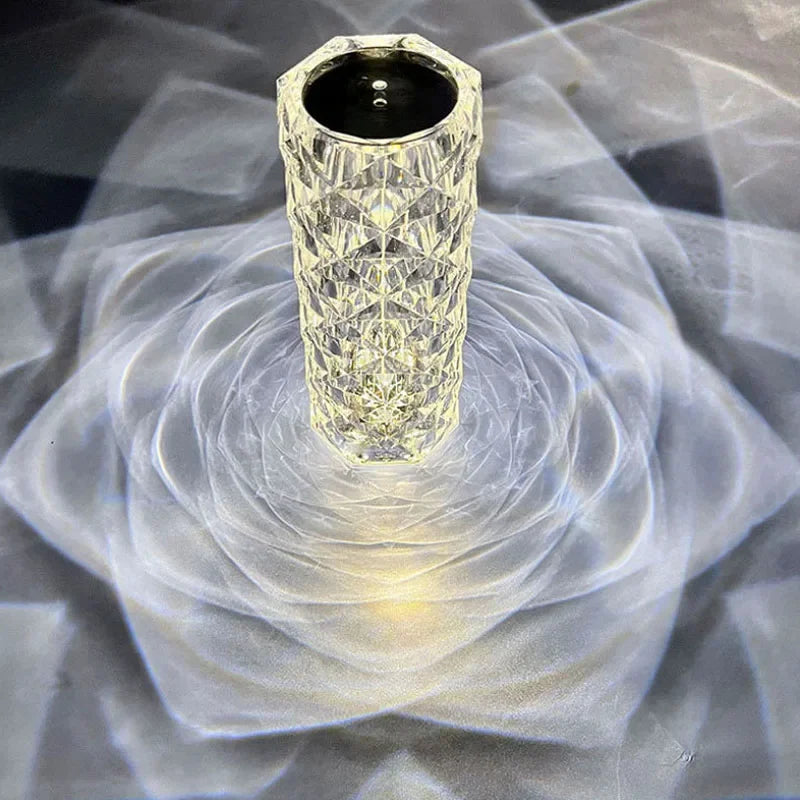 Rechargeable Crystal Rose Night Lamp – Acrylic Bedside Light with Touch Control for Romantic &amp; Ambient Home Decor