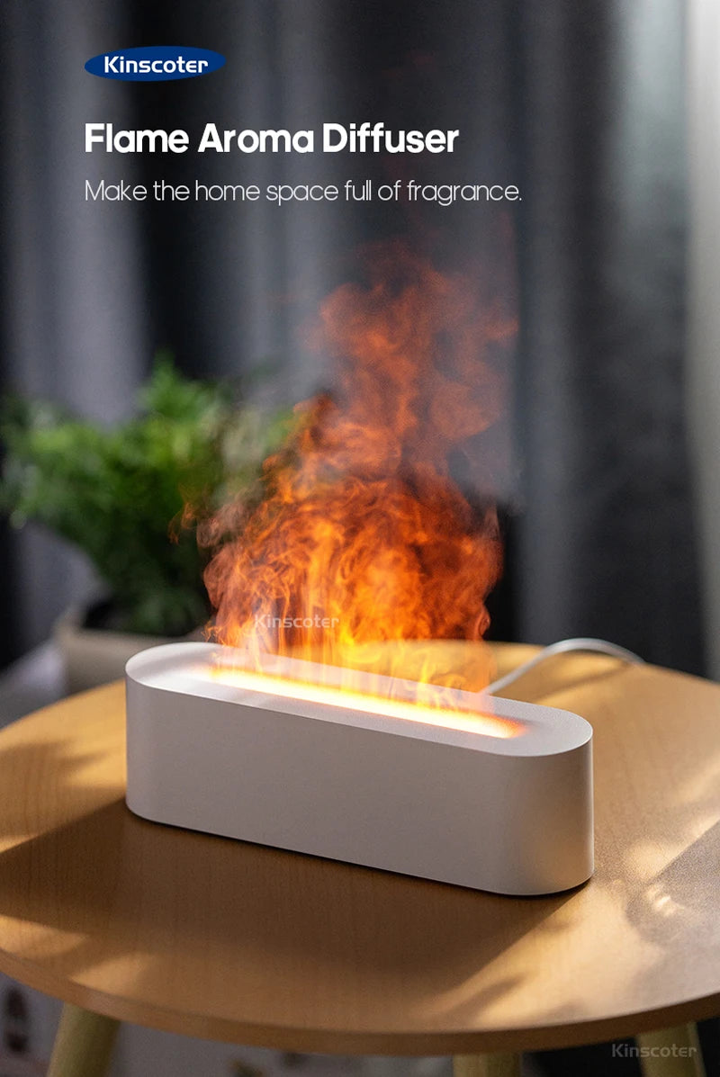 Colorful Flame Effect Aroma Diffuser with Ultrasonic Cool Mist Humidifier and Essential Oil Timer