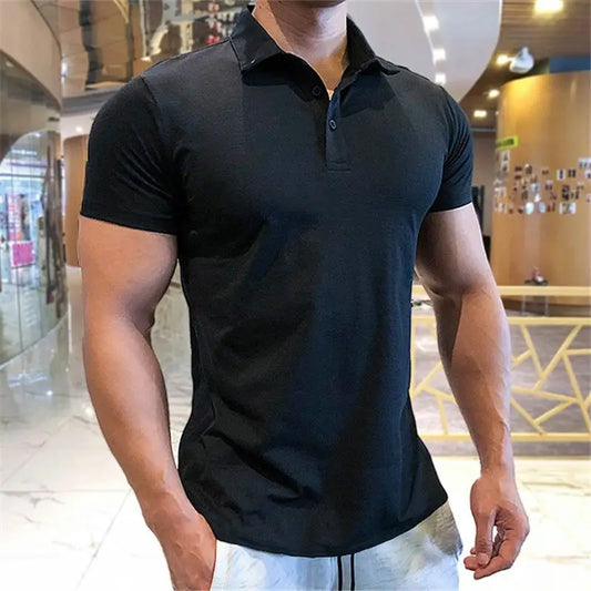 Men’s Slim Fit Polo Shirt – Quick Dry Solid Color Short Sleeve Sports Tee for Spring & Summer