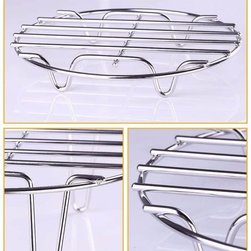 Stainless Steel Air Fryer Accessories – Steam &amp; Pot Rack, Corrosion-Resistant, Safe Kitchen Tool