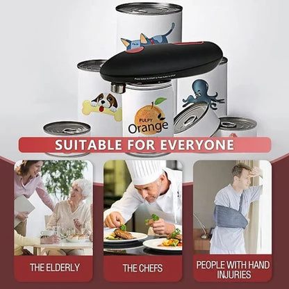 One-Touch Electric Can and Jar Opener – Battery-Powered Handheld Kitchen Tool with Smooth Edge Cutting