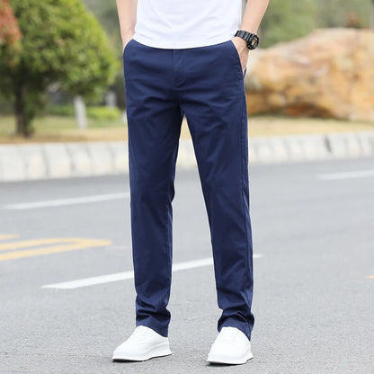 Men's Premium Cotton Chino Pants – Breathable Straight-Leg Casual Trousers (Waist Sizes 28 to 40)