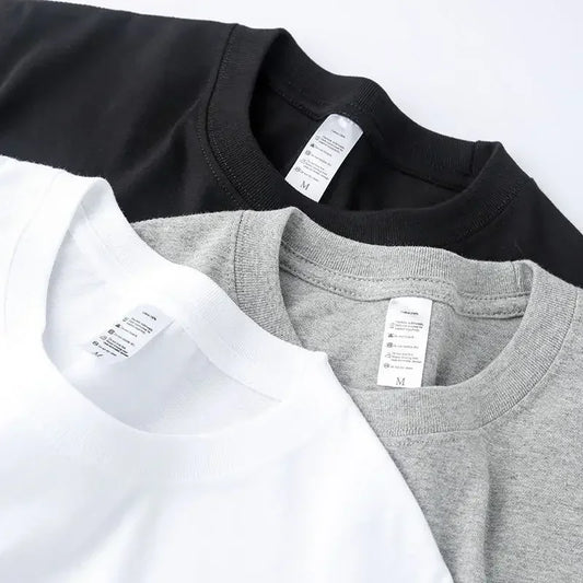 2-Pack Basic Solid Color T-Shirts for Men and Women, 100% Cotton, White and Black, Loose Fit, Short Sleeve, O-Neck, Perfect Couple Tops