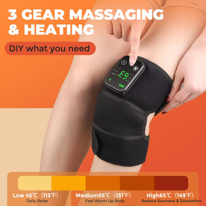 3-in-1 Electric Heated Knee Massager Pad with Vibration – Hot Compress for Shoulder, Elbow & Joint Muscle Relief