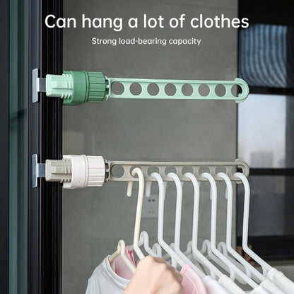 Wall-Mounted Clothes Drying Rack for Balcony & Bathroom – 8-Hole Space-Saving Indoor Laundry Hanger