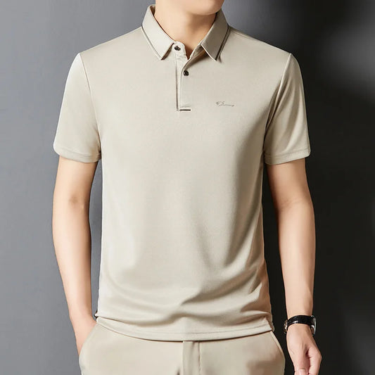 Men’s Premium Seamless Polo – Luxury Cool Fabric, Slim Fit, Anti-Wrinkle, Business‑Casual Golf Tee