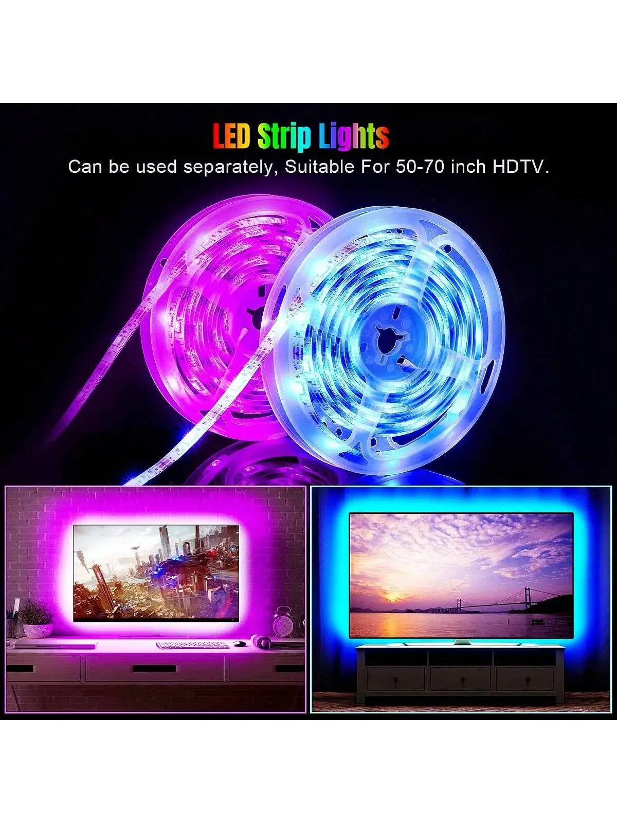 USB-Powered RGB LED Strip Light (1–30M) – 5V Flexible Color-Changing Light Tape for DIY Room &amp; Home Decor