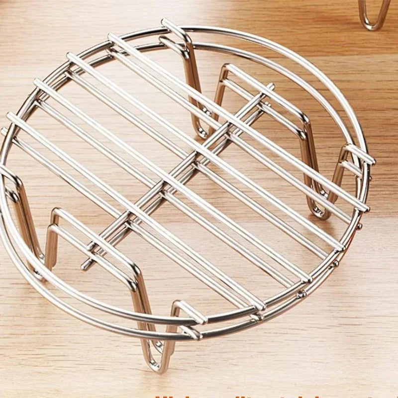 Stainless Steel Air Fryer Accessories – Steam &amp; Pot Rack, Corrosion-Resistant, Safe Kitchen Tool