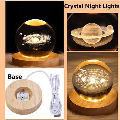 Christmas 3D Crystal Ball Galaxy Projector Lamp – USB Night Light with Planetary Projection, Romantic Gift for Couples, Festive Ambient Lighting