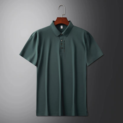 Men's Premium Printed Polo Shirt – Short Sleeve, Seamless Ice Silk, Breathable Golf & Business Casual Summer Tee