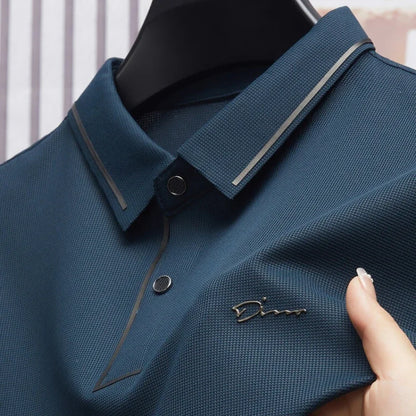 Men's Seamless Polo Shirt – Premium Cool Touch Fabric, Slim Fit Business Casual Golf Tee with Turn-Down Collar